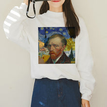 Load image into Gallery viewer, Van Gogh Funny Harajuku Vogue Hoodies Women Autumn Oil Print Warm Aesthetic Ullzang Sweatshirts 90s Van Gone Meme Hoody Female