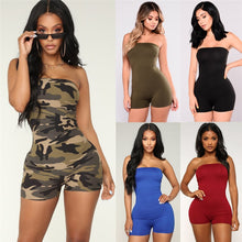 Load image into Gallery viewer, Off shoulder Women Romper mini playsuits Sexy Bodycon Club Casual Fitness Strappy Tube Sleeveless Jumpsuits Outfits Summer set