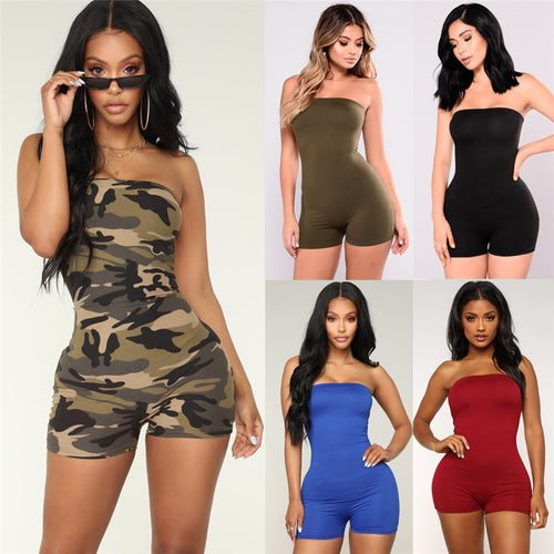 Off shoulder Women Romper mini playsuits Sexy Bodycon Club Casual Fitness Strappy Tube Sleeveless Jumpsuits Outfits Summer set