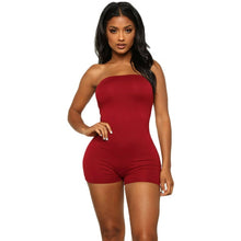 Load image into Gallery viewer, Off shoulder Women Romper mini playsuits Sexy Bodycon Club Casual Fitness Strappy Tube Sleeveless Jumpsuits Outfits Summer set