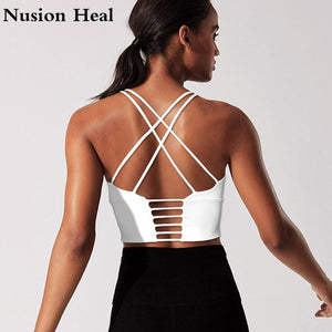 Women Sports Bra Tops High Impact for Fitness Yoga Running Pad Cropped Top SportsWear Tank Yoga Tops Sports Push Up Bra Women