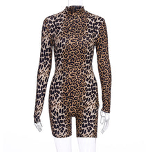 Load image into Gallery viewer, Hugcitar 2019 long sleeve tiger leopard print sexy bodycon playsuit autumn winter women streetwear club body fall cute outfits