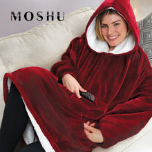 Load image into Gallery viewer, Women Blanket Sweatshirt Robe Winter Hoodies Outdoor Hooded Coats Warm Comfy Bathrobe Christmas Fleece Blanket Sudadera Mujer