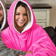 Load image into Gallery viewer, Women Blanket Sweatshirt Robe Winter Hoodies Outdoor Hooded Coats Warm Comfy Bathrobe Christmas Fleece Blanket Sudadera Mujer