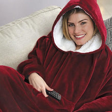 Load image into Gallery viewer, Women Blanket Sweatshirt Robe Winter Hoodies Outdoor Hooded Coats Warm Comfy Bathrobe Christmas Fleece Blanket Sudadera Mujer