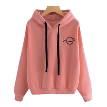 Load image into Gallery viewer, WENYUJH Women Hoodies Casual Kpop Planet Print Solid Loose Drawstring Sweatshirt Long Sleeve Hooded 2019 Autumn Female Pullover