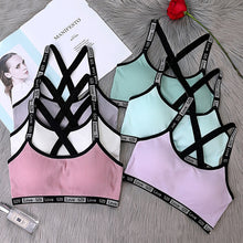 Load image into Gallery viewer, Letter Strap Women Sport Bra Top Black Yoga Brassiere Fitness Sports Tank Top Female Sport Yoga Bra Push Up Sports Bra