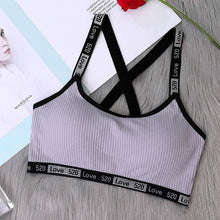 Load image into Gallery viewer, Letter Strap Women Sport Bra Top Black Yoga Brassiere Fitness Sports Tank Top Female Sport Yoga Bra Push Up Sports Bra