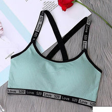 Load image into Gallery viewer, Letter Strap Women Sport Bra Top Black Yoga Brassiere Fitness Sports Tank Top Female Sport Yoga Bra Push Up Sports Bra