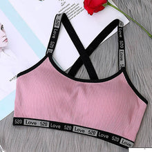 Load image into Gallery viewer, Letter Strap Women Sport Bra Top Black Yoga Brassiere Fitness Sports Tank Top Female Sport Yoga Bra Push Up Sports Bra