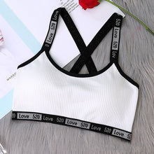 Load image into Gallery viewer, Letter Strap Women Sport Bra Top Black Yoga Brassiere Fitness Sports Tank Top Female Sport Yoga Bra Push Up Sports Bra