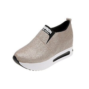 Femmes dame étudiants mode femmes Plimsolls Zapatillas augmenté rehaussé semelle mocassins décontractés mocassins plats loisirs