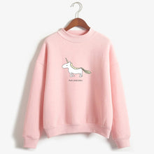 Load image into Gallery viewer, Women Hoodies Female Long Sleeve Fleece Turtleneck Sweatshirt Kpop Autumn Winter Kawaii Unicorn Print Harajuku Casual Pullover