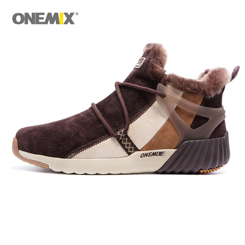 ONEMIX Waterproof Snow Boots Women Sneaker Men Trainers Walking Outdoor Athletic Comfortable Warm Wool Shoes Sports de loisirs