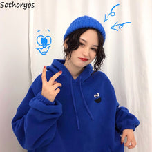 Load image into Gallery viewer, Hoodies Women Pockets Embroidered Cartoon Trendy Cute Female Loose BFplus Velvet Womens Long Sleeve All-match Lovely Streetwear