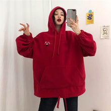 Load image into Gallery viewer, Hoodies Women Pockets Embroidered Cartoon Trendy Cute Female Loose BFplus Velvet Womens Long Sleeve All-match Lovely Streetwear