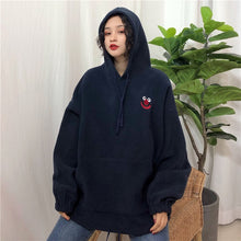 Load image into Gallery viewer, Hoodies Women Pockets Embroidered Cartoon Trendy Cute Female Loose BFplus Velvet Womens Long Sleeve All-match Lovely Streetwear